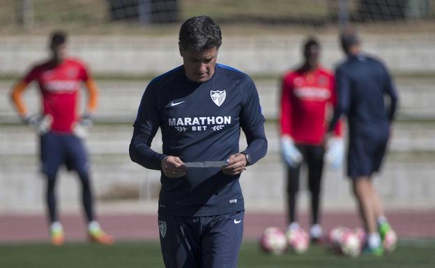 Míchel, durante uno de los últimos entrenamientos de la pasada temporada./Ñito Salas