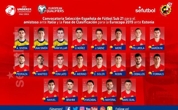 La selección sub-21, con Brahim pero sin Ontiveros