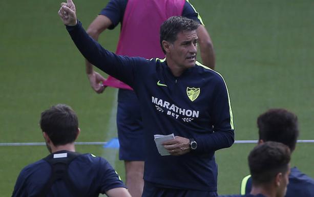 Míchel, en el entrenamiento de esta mañana. /Ñito Salas
