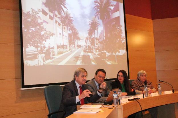 Moreno Peralta, Ortiz, Tocón y Laverón, ayer. /A. G.