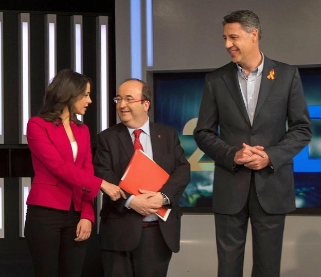 Arrimadas, Iceta y Gacía Albiol. :: Quique García / efe/