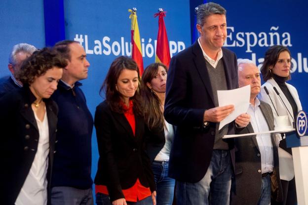 La plana mayor del PP catalán valora los malos resultados de la formación tras las elecciones del 21-D. :: Quique García / Efe/