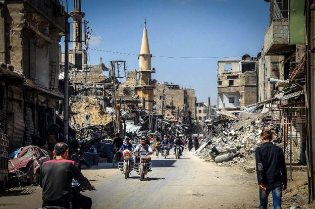 Imagen de la ciudad de Duma, donde se produjo el supuesto ataque con armas químicas, facilitada por la agencia oficial siria. :: afp/