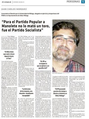 Entrevista publicada en El Comarcal con las polémicas declaraciones de Márquez./