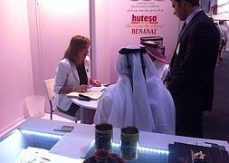 Paz Hurtado, presidenta de Hutesa, en la feria Gulfood que ayer abrió sus puertas. :: Sur/