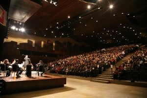 La orquesta de cuerda Concerto Málaga, durante una actuación en un auditorio abarrotado. ::
SUR/