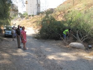 Teresa Porras visita el cauce del Arroyo de la Palma durante las labores de desbroce y limpieza. ::
SUR/