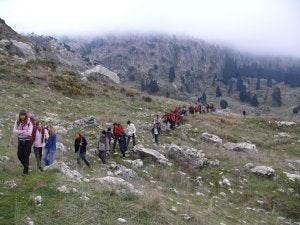 Un grupo de excursionistas en la Sierra de las Nieves. :: SUR/