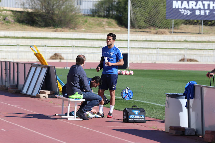 El primer entrenamiento de Míchel con el Málaga, en fotos