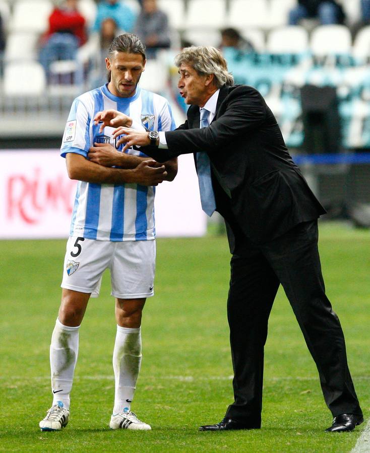 Con Pellegrini en 2011. Partido de vuelta de octavos de la Copa del Rey disputado en La Rosaleda contra el Getafe (2-2)