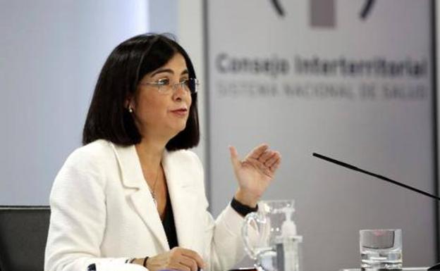 Minister Carolina Darias, at the press conference on Wednesday. 
