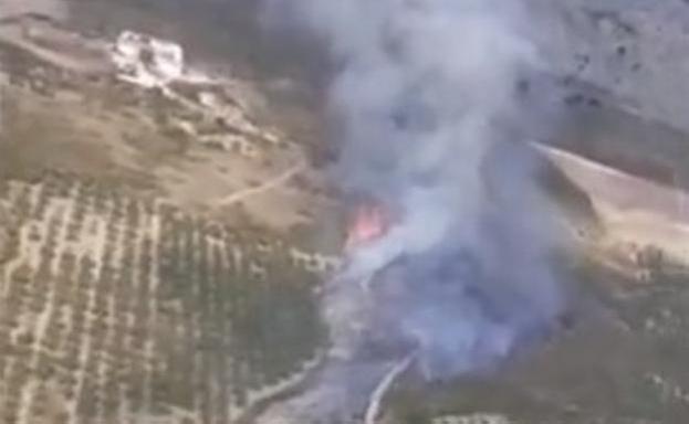 Aerial image of the blaze captured from one of the Infoca helicopters.