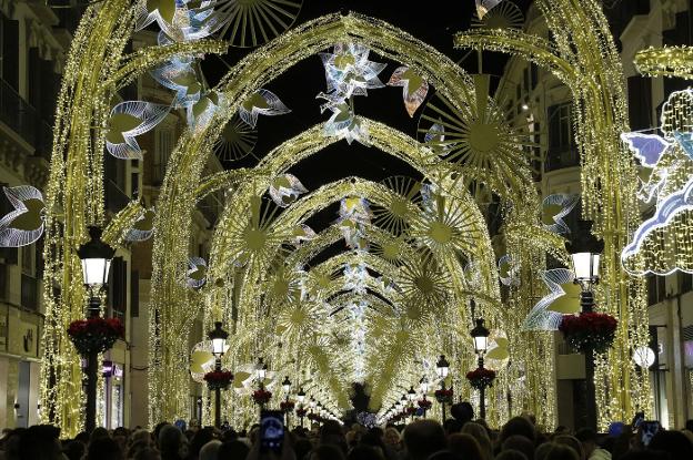 A photo of Malaga's lights in a previous year on Calle Larios. 
