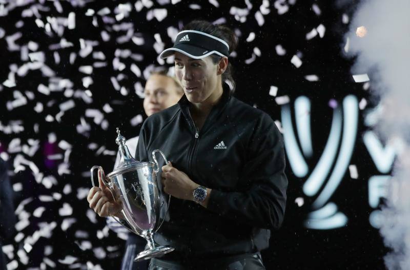 Muguruza celebrates winning the WTA tournament in Mexico