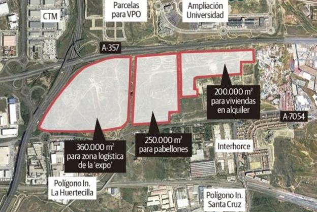 The layout of the proposed site for Expo 2027, west of the city centre. / SUR