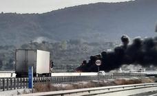 Ambulance bursts into flames on the A-7 in Malaga