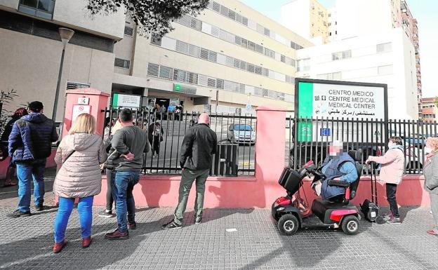 Queues at the Alameda-Perchel Health Centre in Malaga, on Tuesday.