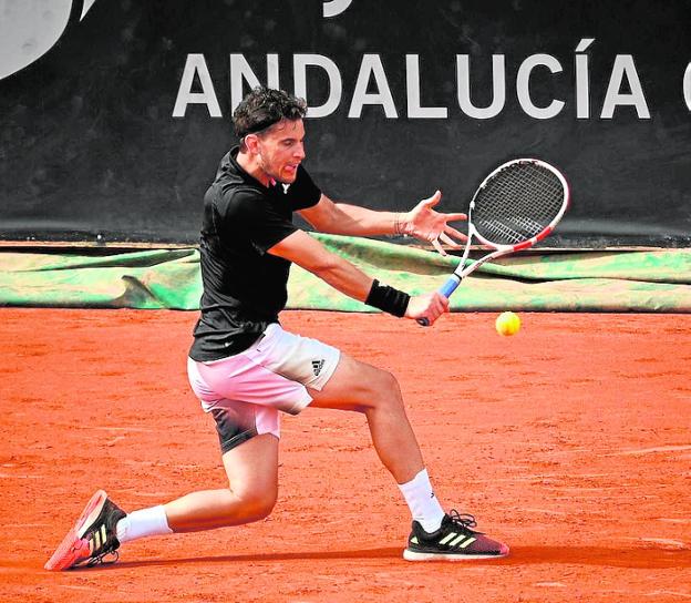 Dominic Thiem during his only Andalucía Open match.. 