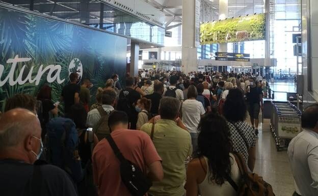 A queue for security at the airport on the Costa del Sol. File photograph. 