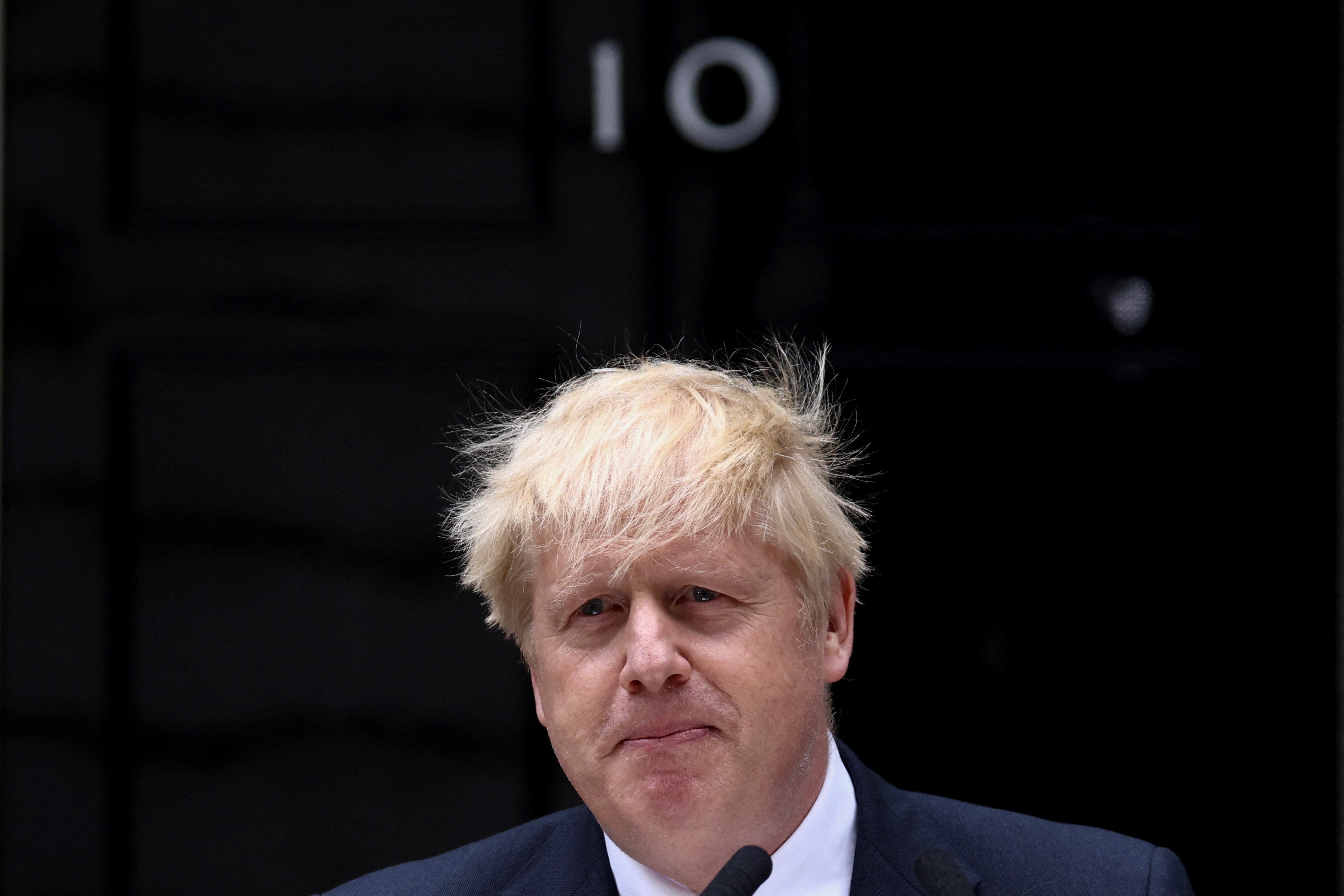 Boris Johnson makes a statement at Downing Street. 