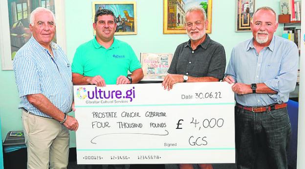 The cheque for £4,000, presented to the charity . / SUR