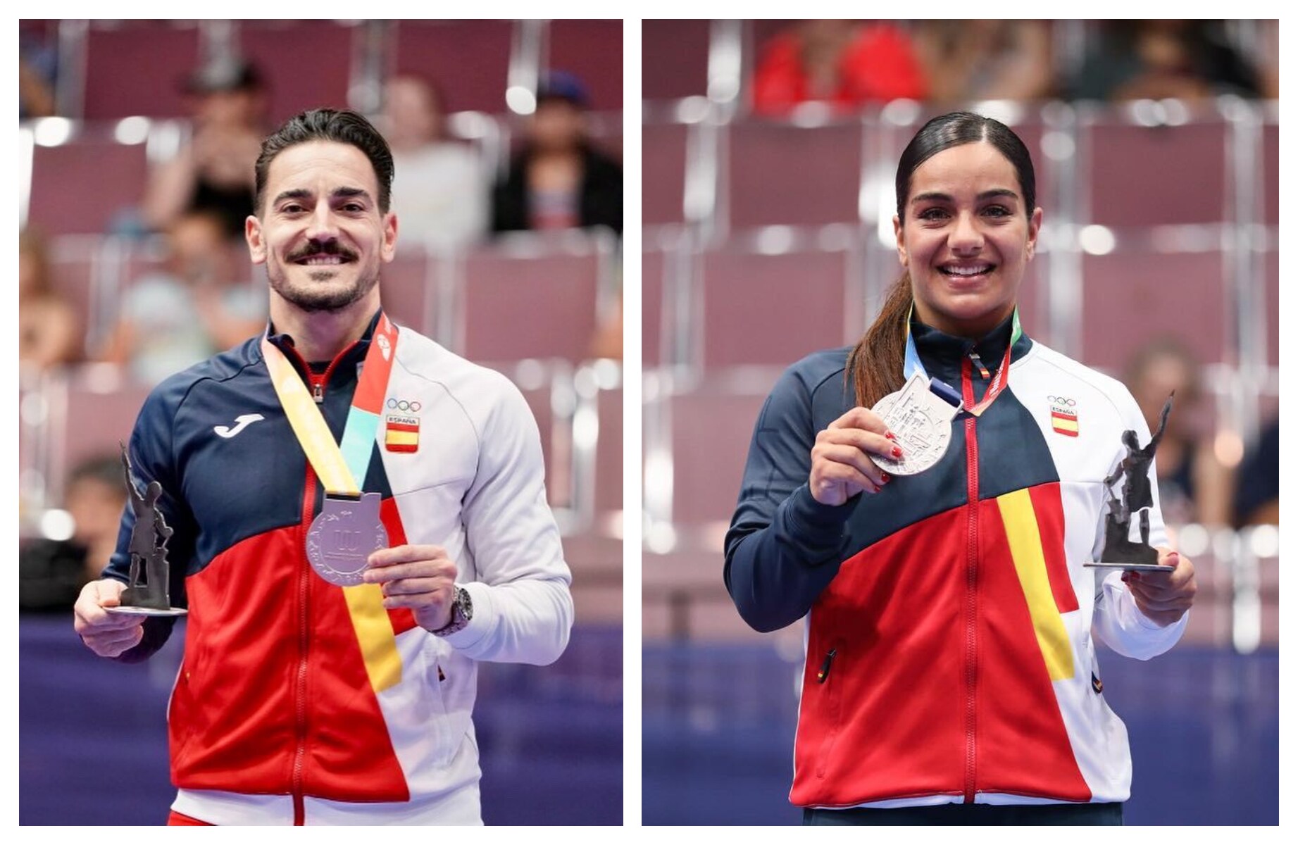 Damián Quintero and María Torres pose with their silver medals at the World Games. /SUR