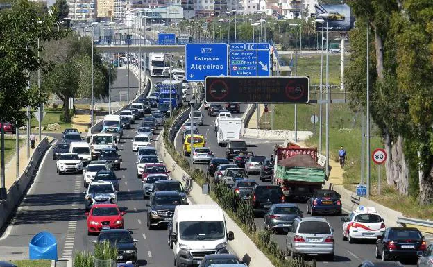 The busy A7 section of Marbella. 