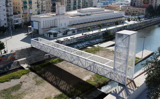 The planned footbridge, as it will look, across the Guadalmedina. /SUR