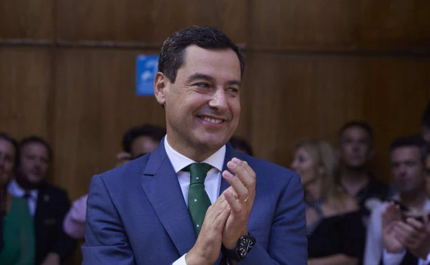Juanma Moreno after his investiture for the second time as the president of the Junta. 
