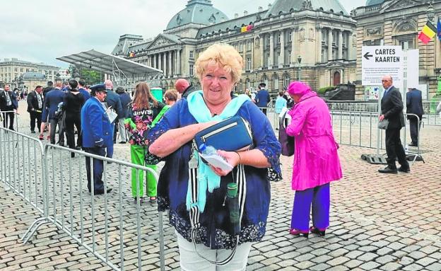 Fabienne Paques outside the Royal Palace in Belgium last week. 