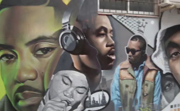 One of the artist's hip-hop-theme murals in Torremolinos. 