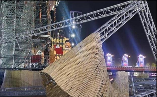 One dead and 17 injured after gusts of wind topple structures at music festival site in Spain