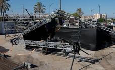 Performances suspended in youth area of Malaga fairground after lighting rig crashes to ground