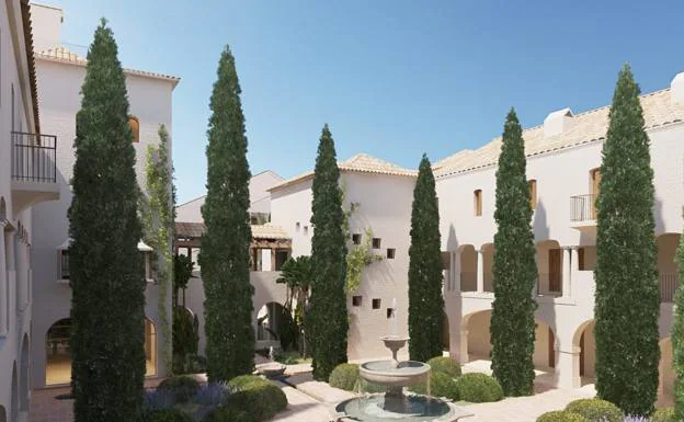One of the courtyards at the new La Zambra hotel. 