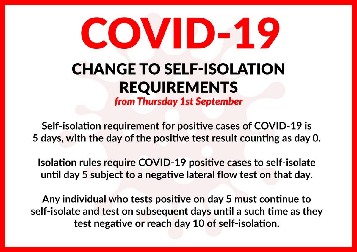 Covid isolation period in Gibraltar to be reduced to five days from Thursday 1 September
