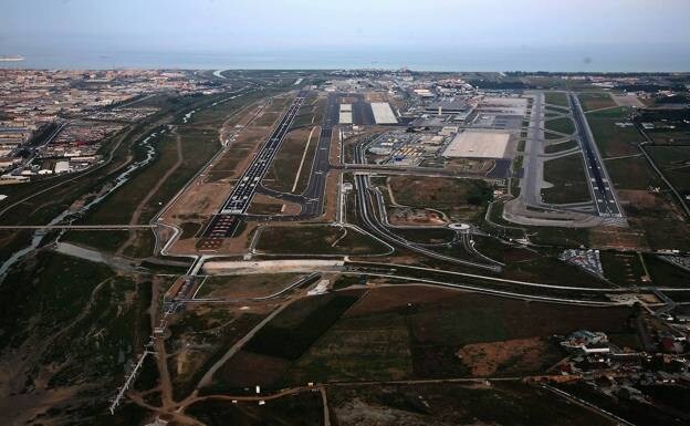 Archive photo of an aerial view of Malaga Airport. 