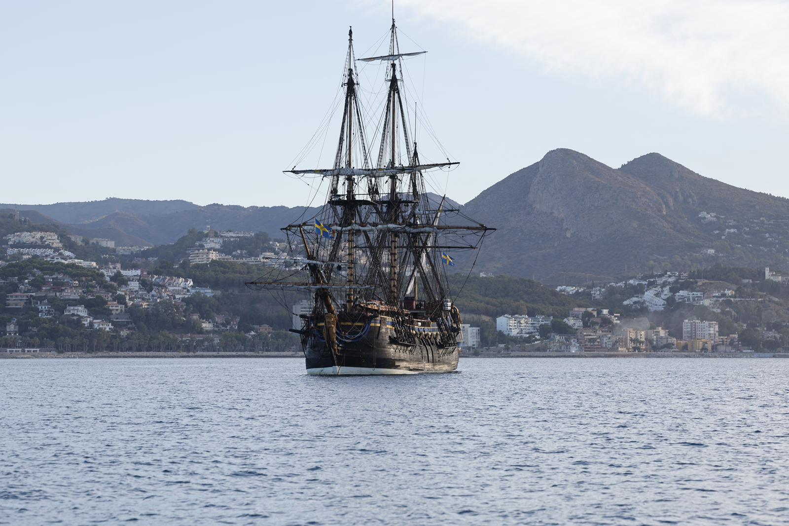 The Götheborg, the world's largest ocean-going wooden sailing ship, docks in Malaga