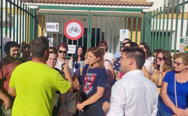 Parents protested at the school gates last week 
