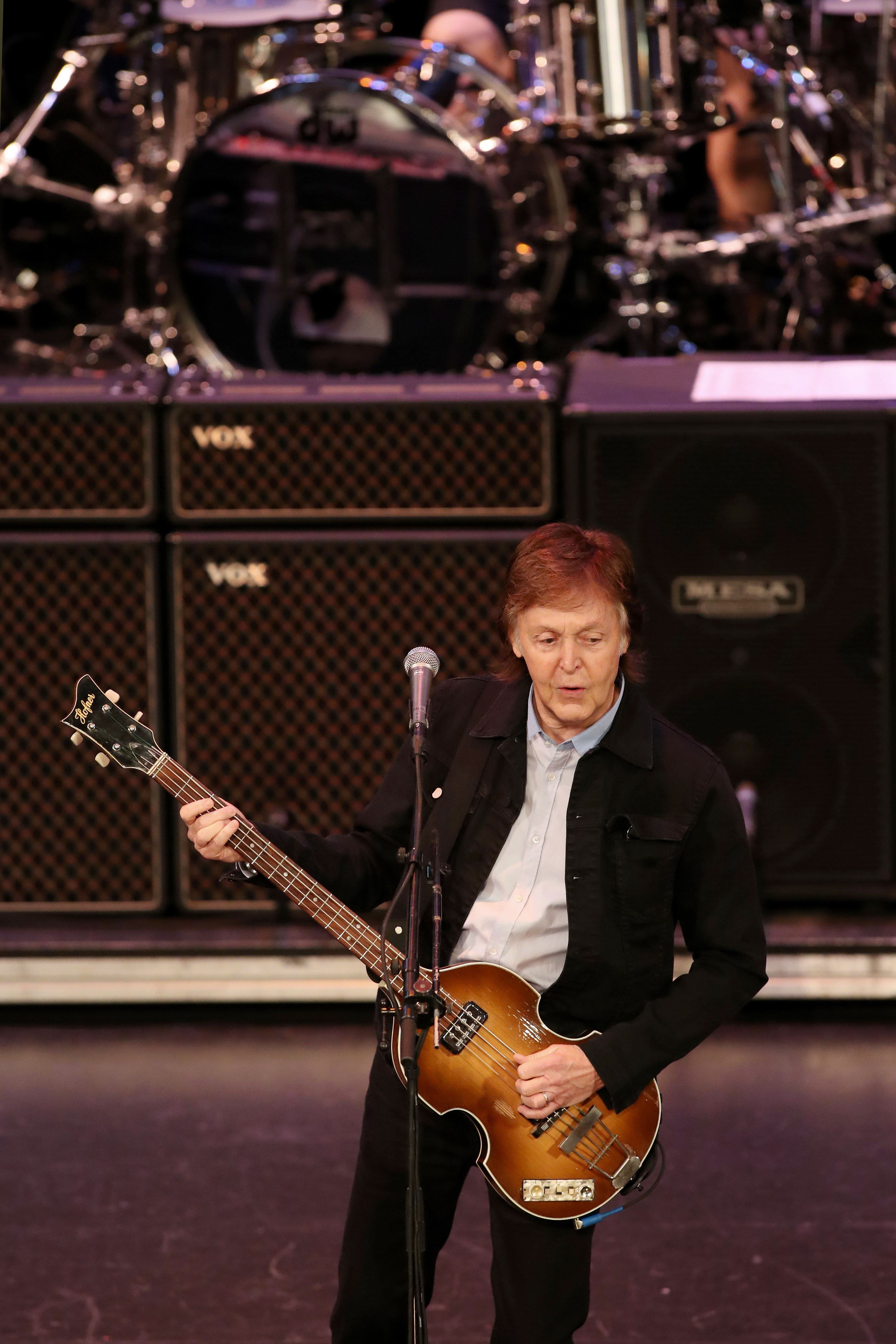Paul McCartney performing. 