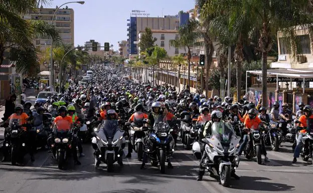 The tour of motorcycles roared through the town on Saturday morning. 