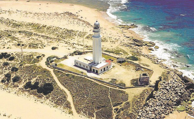 Trafalgar lighthouse and cape, Los Caños de Meca, Cadiz. 