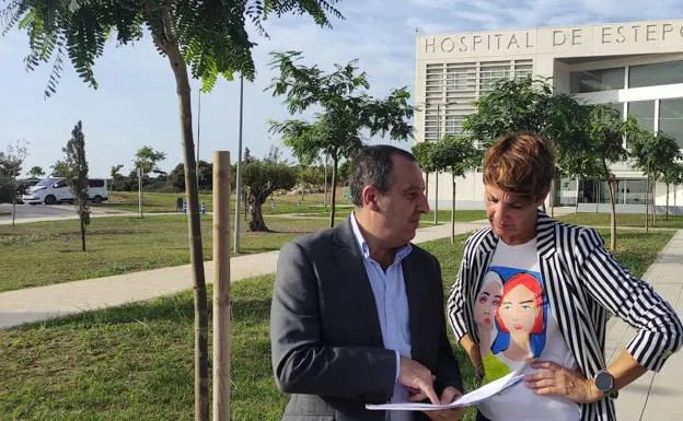 Emma Molina and José Luis Rui Espejo outside the hospital. /sur