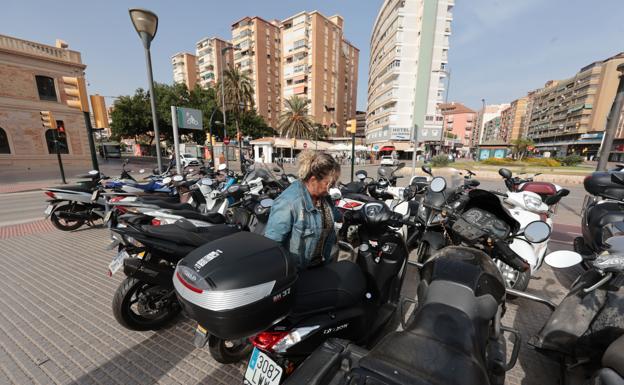 Motorcycles outside Malaga's María Zambrano train station. 