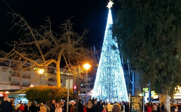 Torre del mar lit up for Christmas