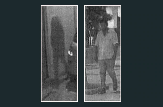 Images taken from the security camera video (left) and the police investigation (right)./A- M. C.