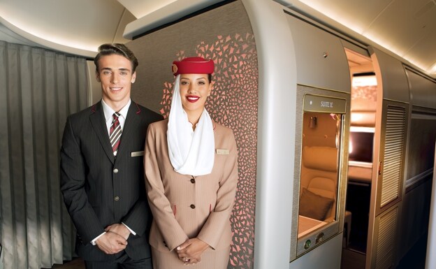 Cabin crew on an Emirates plane./SUR