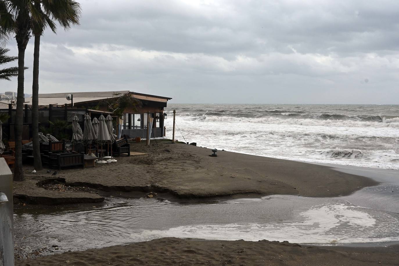 In pictures... strong winds and high waves batter the beaches of the Costa del Sol
