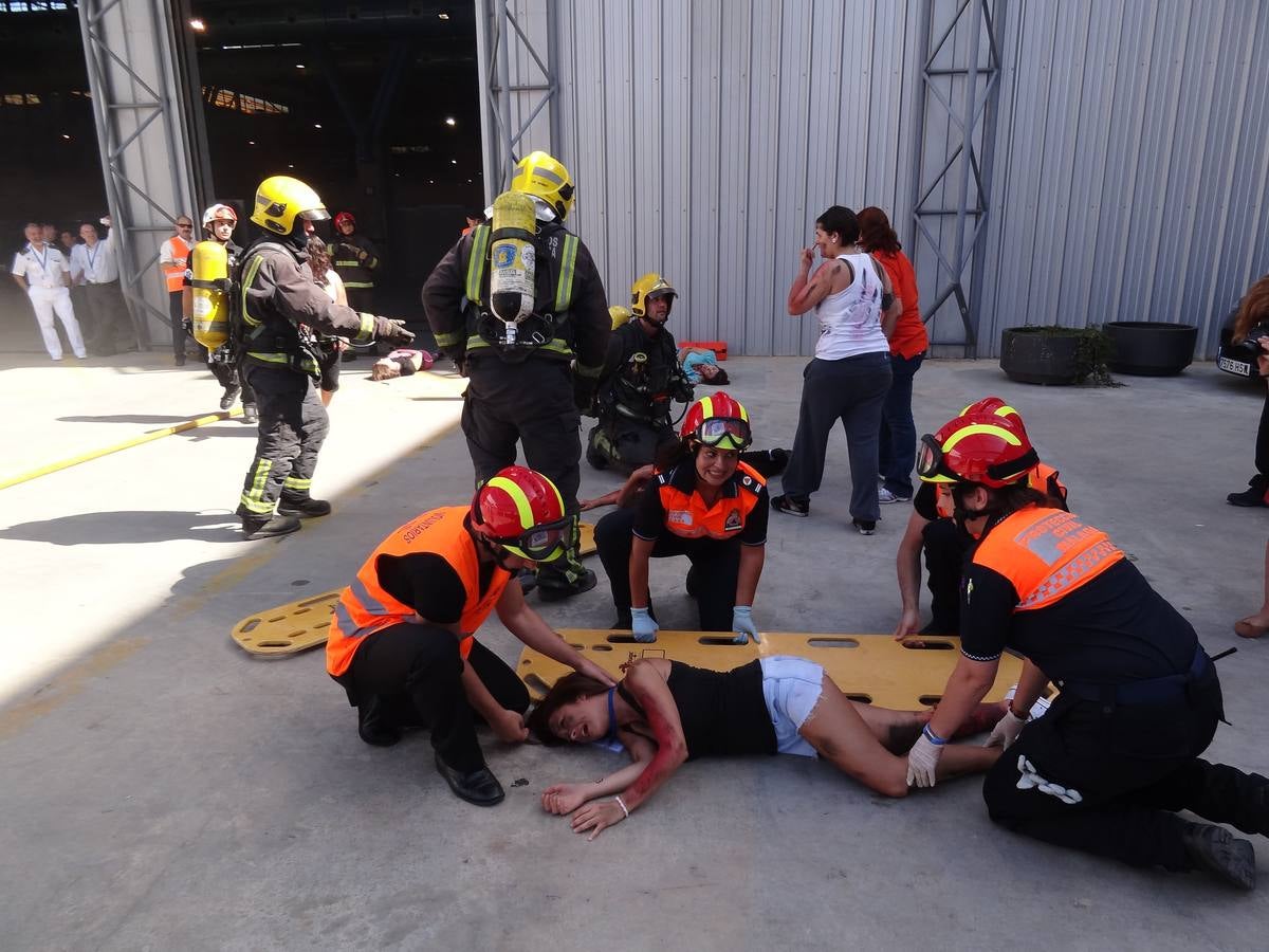 Fotos del simulacro realizado en el Palacio de Ferias