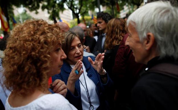 Forcadell, al frente de una manifiestación que pedía la libertad de los detenidos