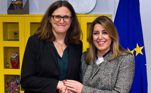 Díaz exhibe en Bruselas el mejor dato de exportaciones andaluzas en años